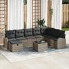 VidaXL 9-Piece Garden Sofa Set with Grey Cushions Poly Rattan 3359138
