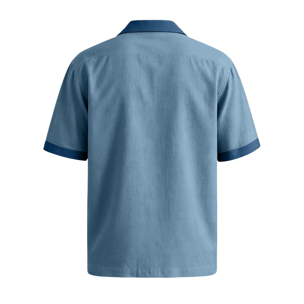 Men's Summer Casual Short-Sleeve Shirt With Collar And Multiple Pockets