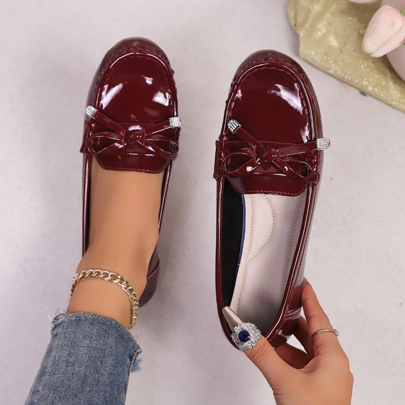 

Повседневные туфли на плоской подошве с круглым носком модные 39 бордовый