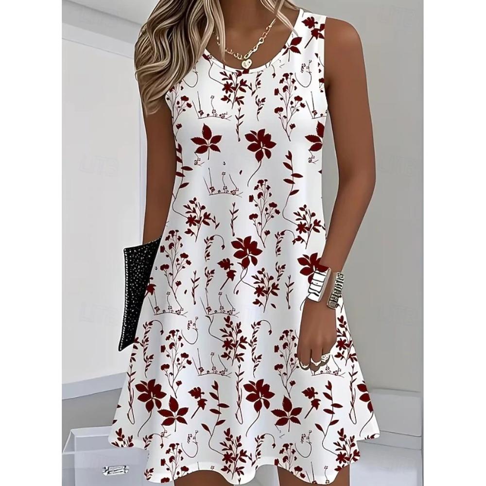 Abito casual da donna Abito a trapezio Abito floreale Abito estivo Elegante Casual Appuntamento Vestibilità regolare Floreale Senza maniche Scollo a U