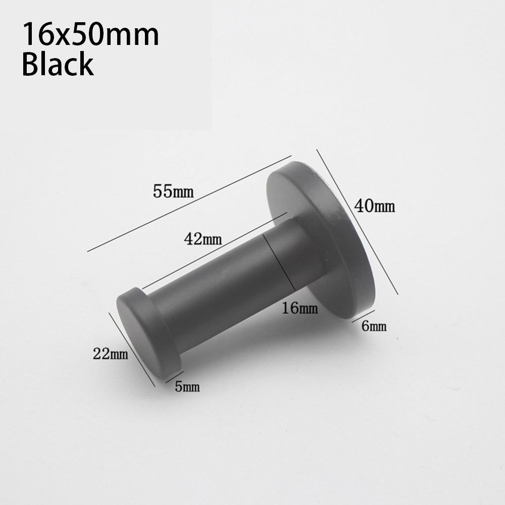 1 шт. Цилиндрическая вешалка для полотенец в виде шляпы из нержавеющей стали, настенный перфорированный крючок, прочный одинарный крючок для одежды black 16x50mm