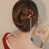 Tassel Rose Hairstick Step Shake U-shape Hairpin Jewelry Flower Hair Clip  Party