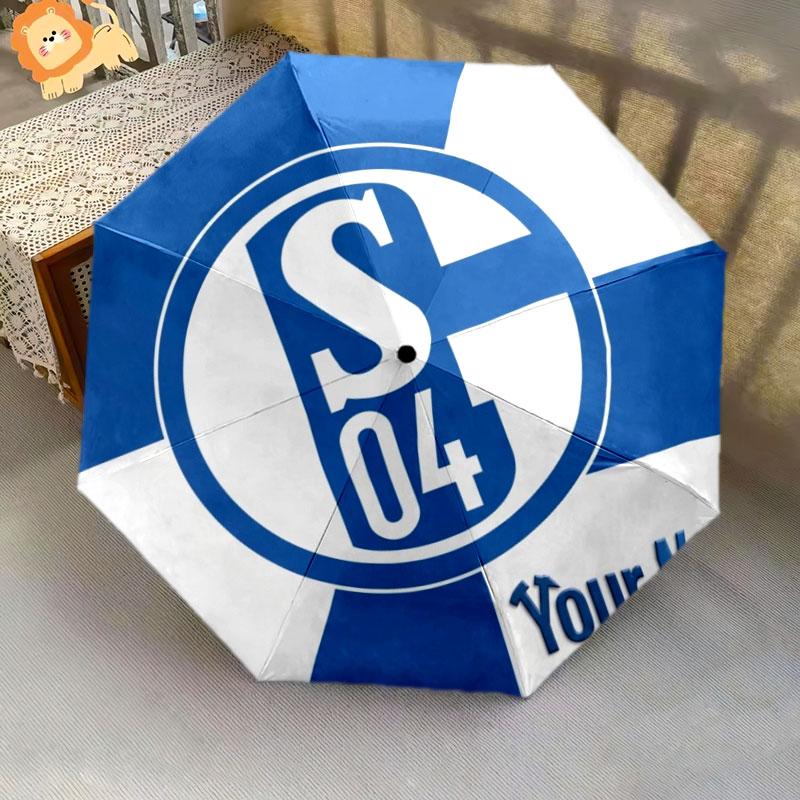 1 PC Automatic Folding Umbrella - FC Schalke 04 Custom Name Pattern, Portable & Foldable Design with 8 Ribs, Christmas Birthday Gifts