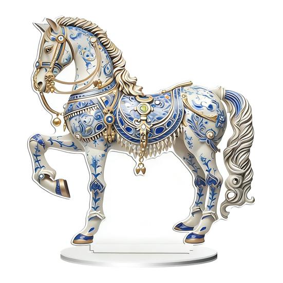 Acryl Pferd Schreibtisch Ornament 2D Flaches Pferdeschild Tischaufsatz für Wohnzimmer Büro Schreibtisch Regal Schrank Dekor