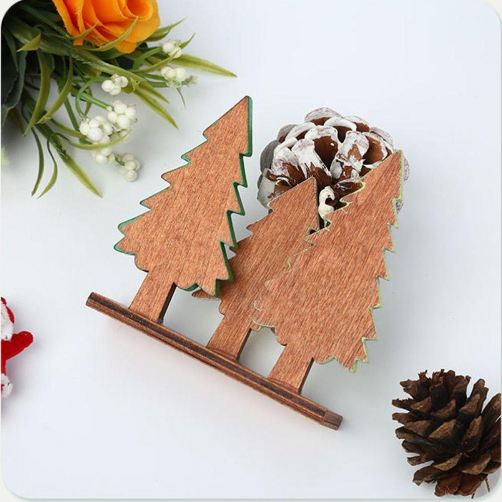 Pine Tree Table Ornament Wooden Shooting Props  New Years Party Gifts Supplies