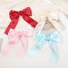 6PCS Silky Satin Hair Bows Hair Clip Ribbon Accessories Ponytail Holder Slides Metal Clips Hair Bow for Women Girls