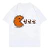 Funny Pumpkin Pie Chasing Turkey Print T Shirt Women Fashion Short Sleeve T-shirt Summer Casual RoundNeck Streetwear Clothing