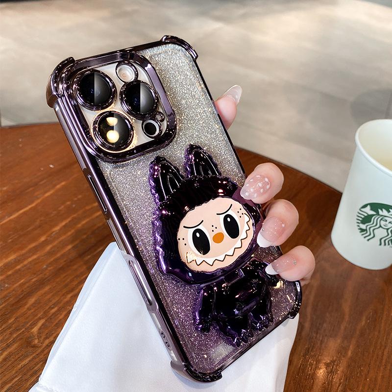 Suport tip oglindă pentru husă iPhone 17, Folie pentru lentilă iPhone 15 Pro Max, Rezistent la cădere iPhone 14, Desen animat iPhone 13, Design pentru femei iPhone 12