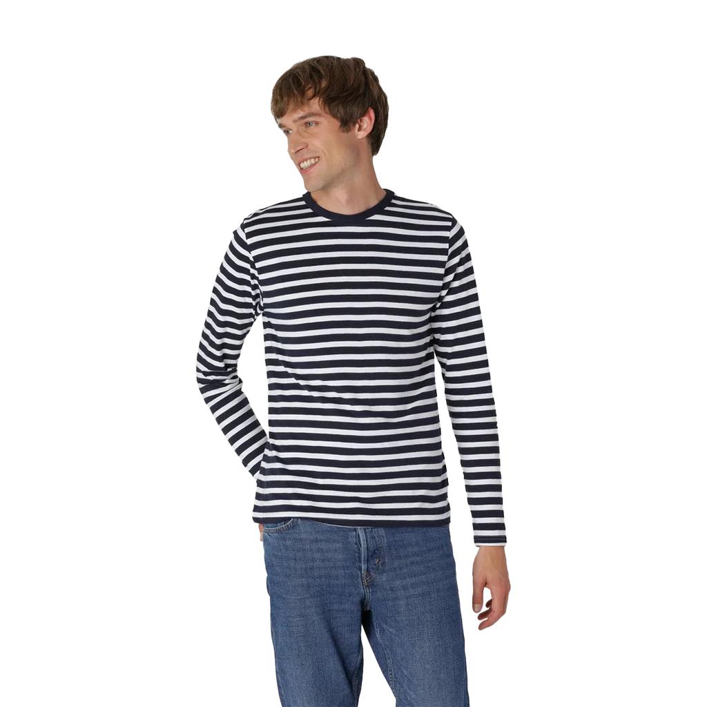 Neutrální pánské pruhované tričko s dlouhým rukávem