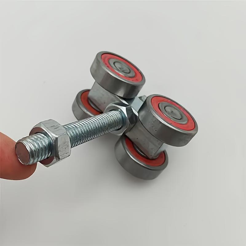 1pc Heavy-Duty Sliding Barn Door Roller - 4-Wheel Metal Crane Matte Surface Double-Wheel Track Holder for Smooth Sliding