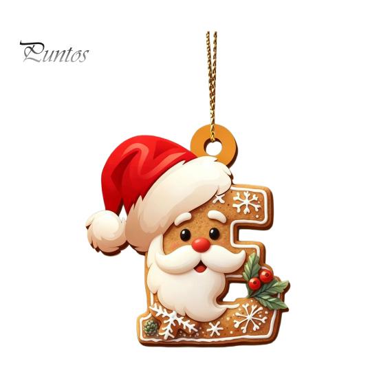 Christmas Tree Gingerbread Letter Ornaments 2D Flat Acrylic Ornaments, Pendant with Santa Claus, Personalized Alphabet Keepsake for Friends
