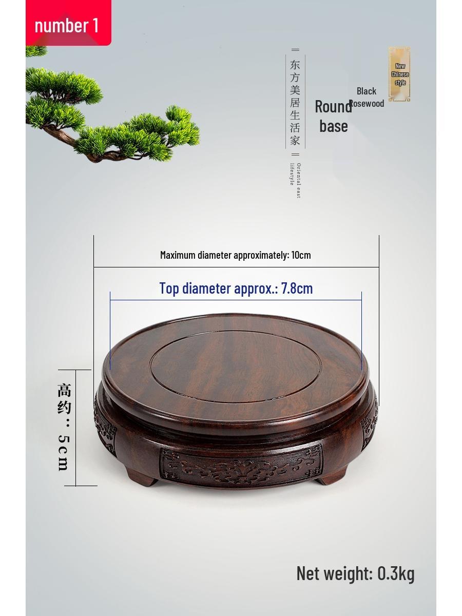 

Круглая подставка из резного черного дерева для статуи Будды или цветочного горшка