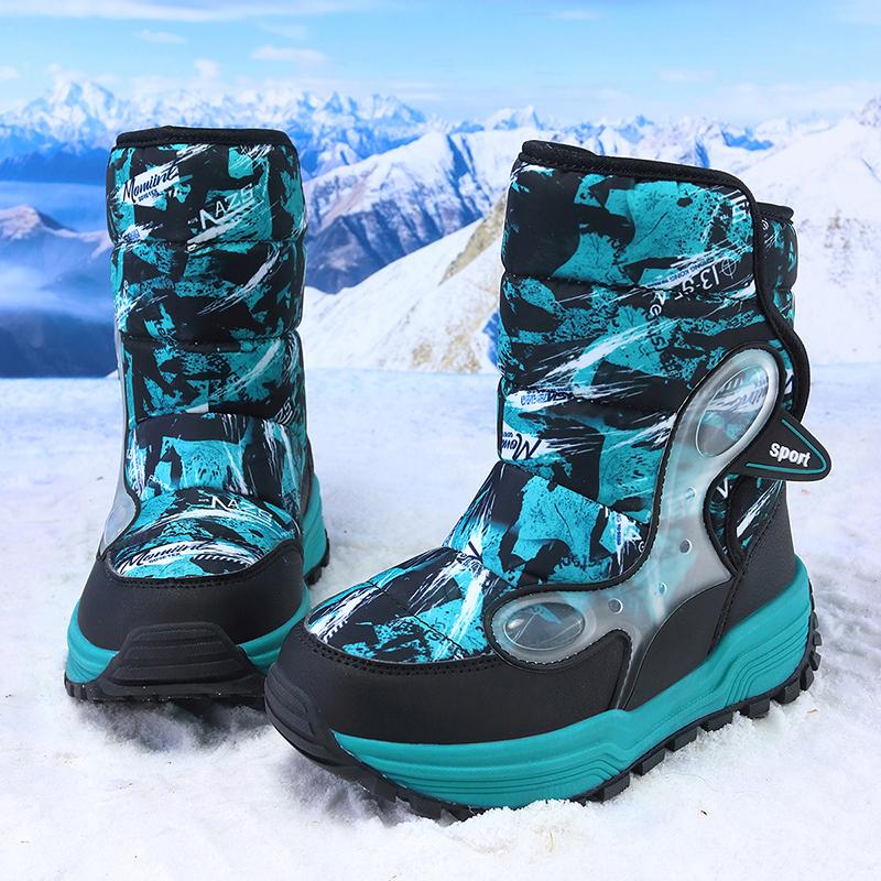 TUINANLE Boys' Winter Snow Boots, Non-Slip, Extra Warm, Medium To Large Sizes, Outdoor Hiking Footwear Children