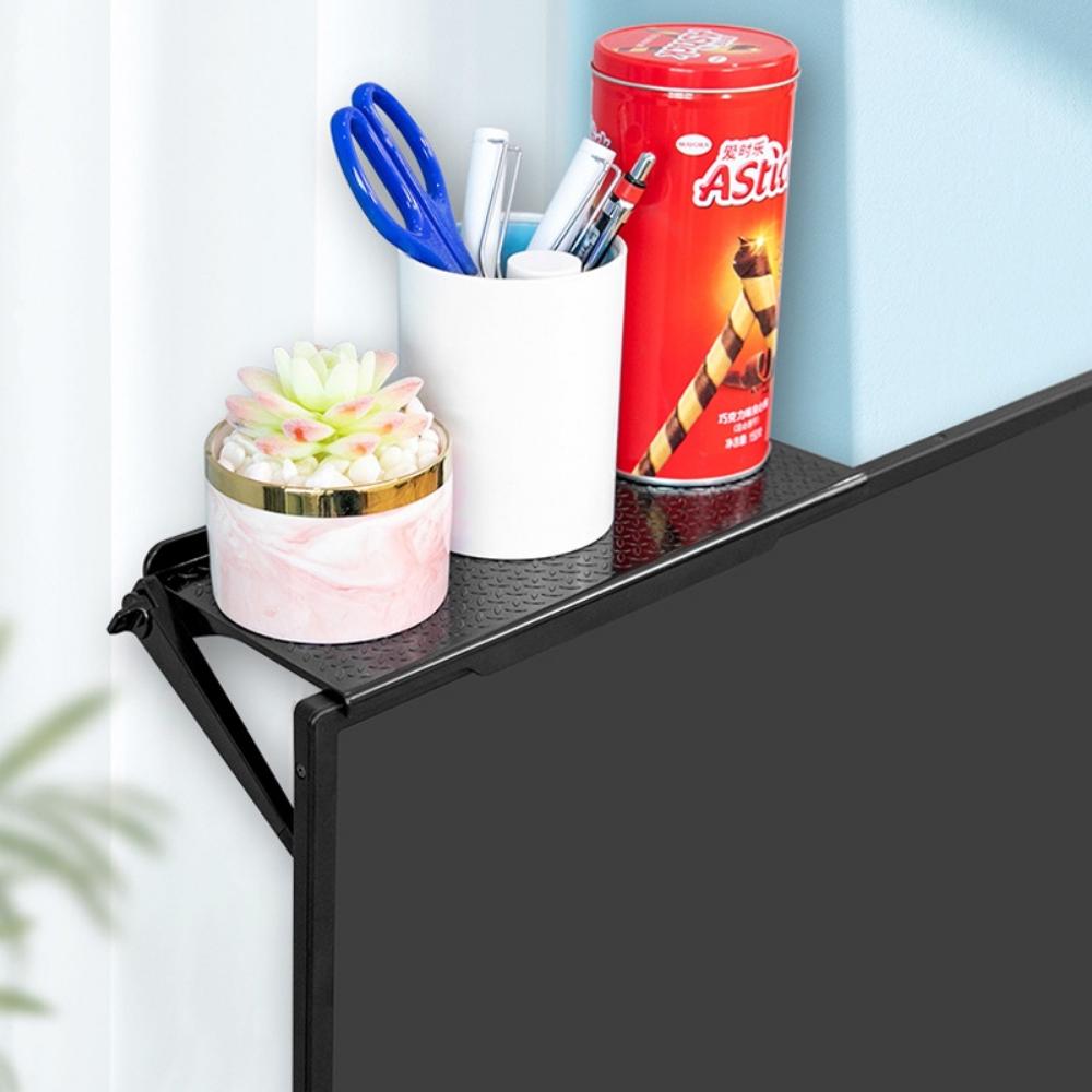 Living Art Tv Monitor Screen Monitor Riser Monitor Organiser Screen Top Shlef Black Plastics Screen Caddy Shelf Organiser Rack