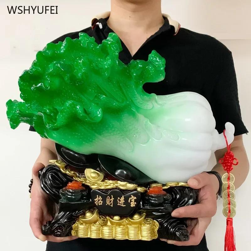 1 pc Jade Cabbage Decoration living room bedroom shop home decoration Vegetable styling Attract wealth blessing Sculpture Crafts