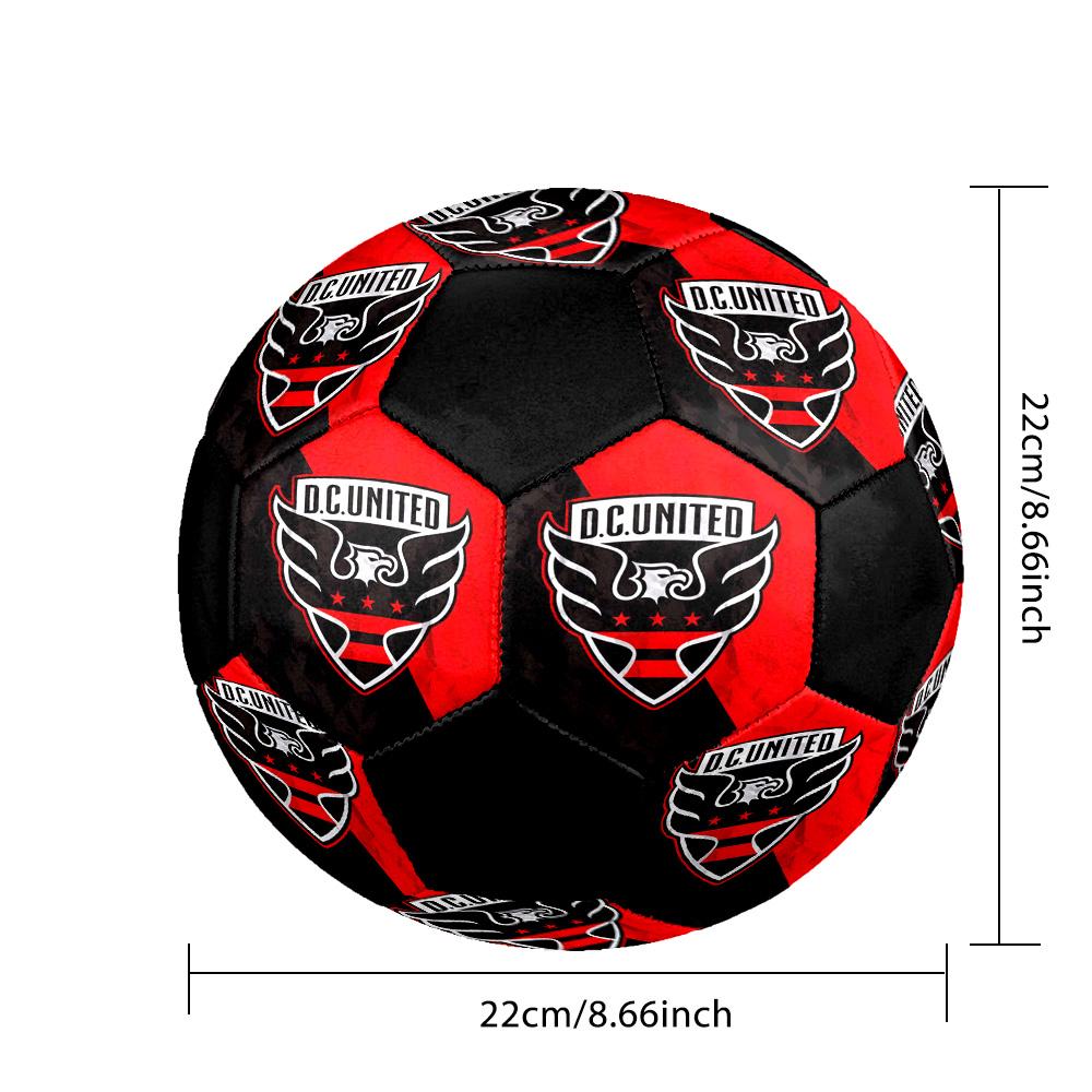 D.C. United Indoor Soccer Ball Colorful All Ages Size 5 Machine Stitched PVC Competition Ready Durable High-Bounce