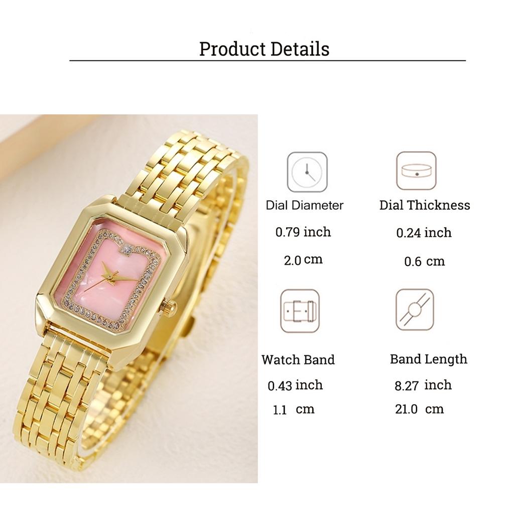 Fashionable and Luxurious Rectangular Dial Alloy Quartz Watch for Women, Suitable for Daily Wear, Christmas Gift