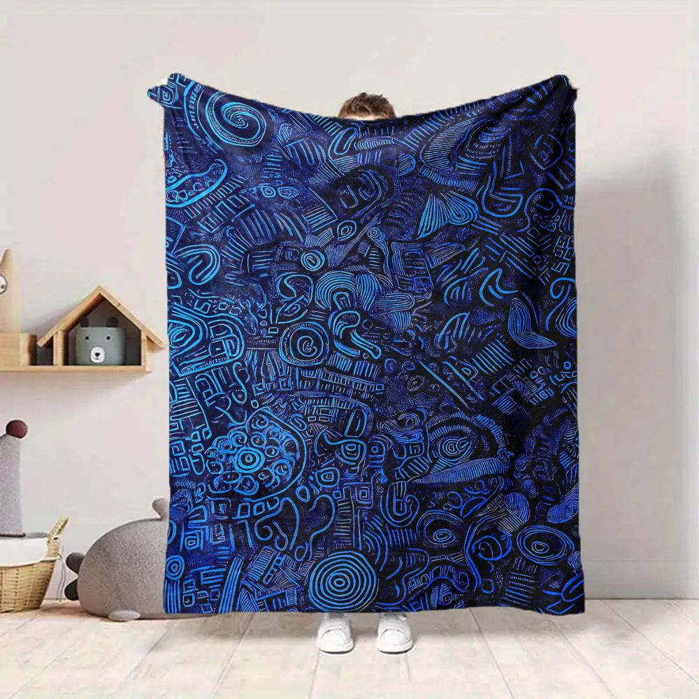 1pc Abstract Patterns Rune Blanket, Lightweight Flannel Throw Blanket for Sofa, Bed, Travel, Camping, Living Room, Office, Couch, Chair, and Bed