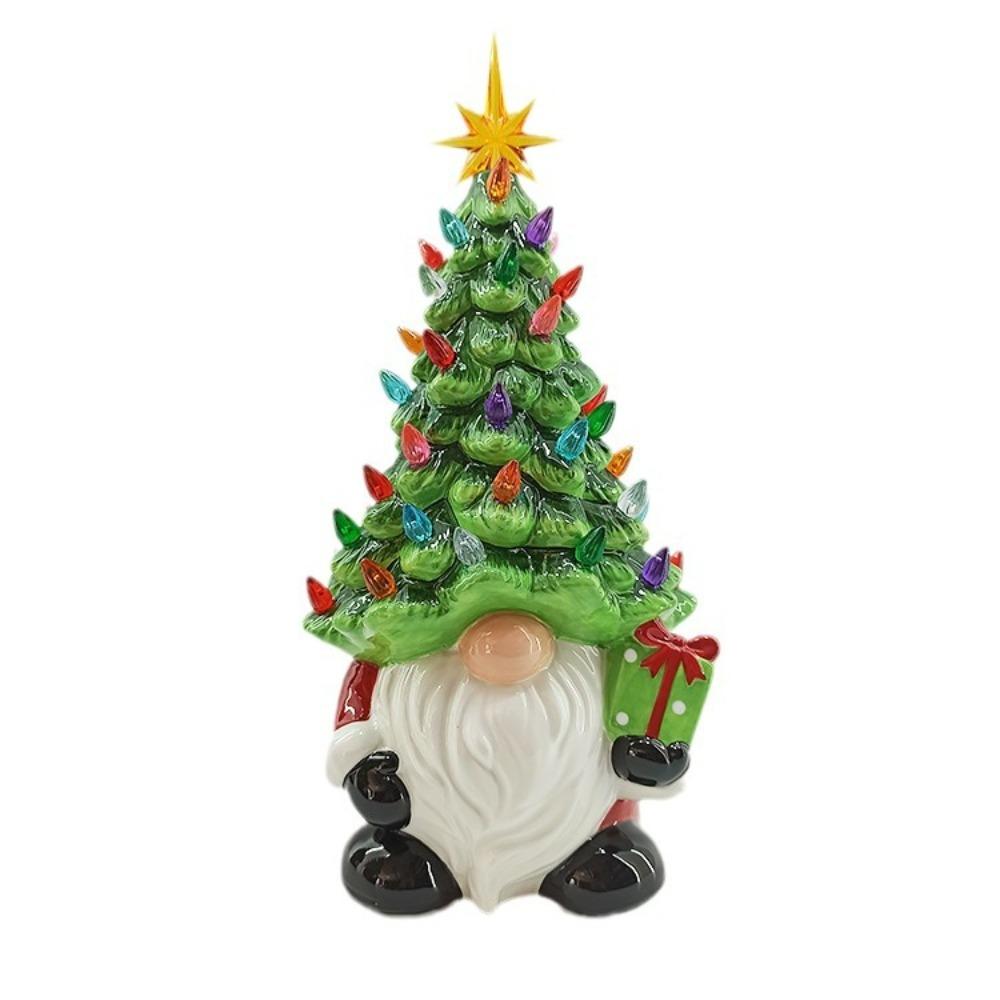 Resin Christmas Dwarf Lantern Creative Miniature Figurine Sculpture Gnome Statue  Gift