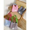 [! Copyright Model!] Large-capacity Contrasting Color Plaid Canvas Bag Casual Simple Shoulder Bag Shopping Bag