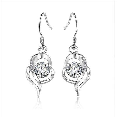 New Arrival Zircon Heart Earrings for Women Jewelry Fashion 925 Sterling Silver Earring Female Drop Ear Piercing Accessories