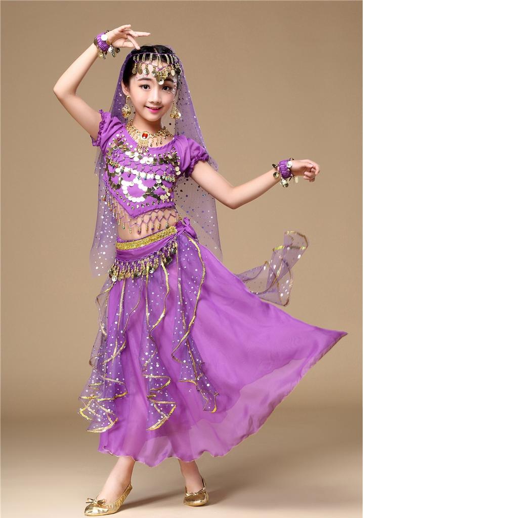 Spring Summer Children's Indian Dance Costumes Dance Costumes Girls Children's Belly Dance Costumes Six-piece Set