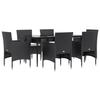 VidaXL Ensemble à manger de jardin avec coussins 7 pcs Noir, ensemble de salle à manger d'extérieur, table et chaise de 3156617
