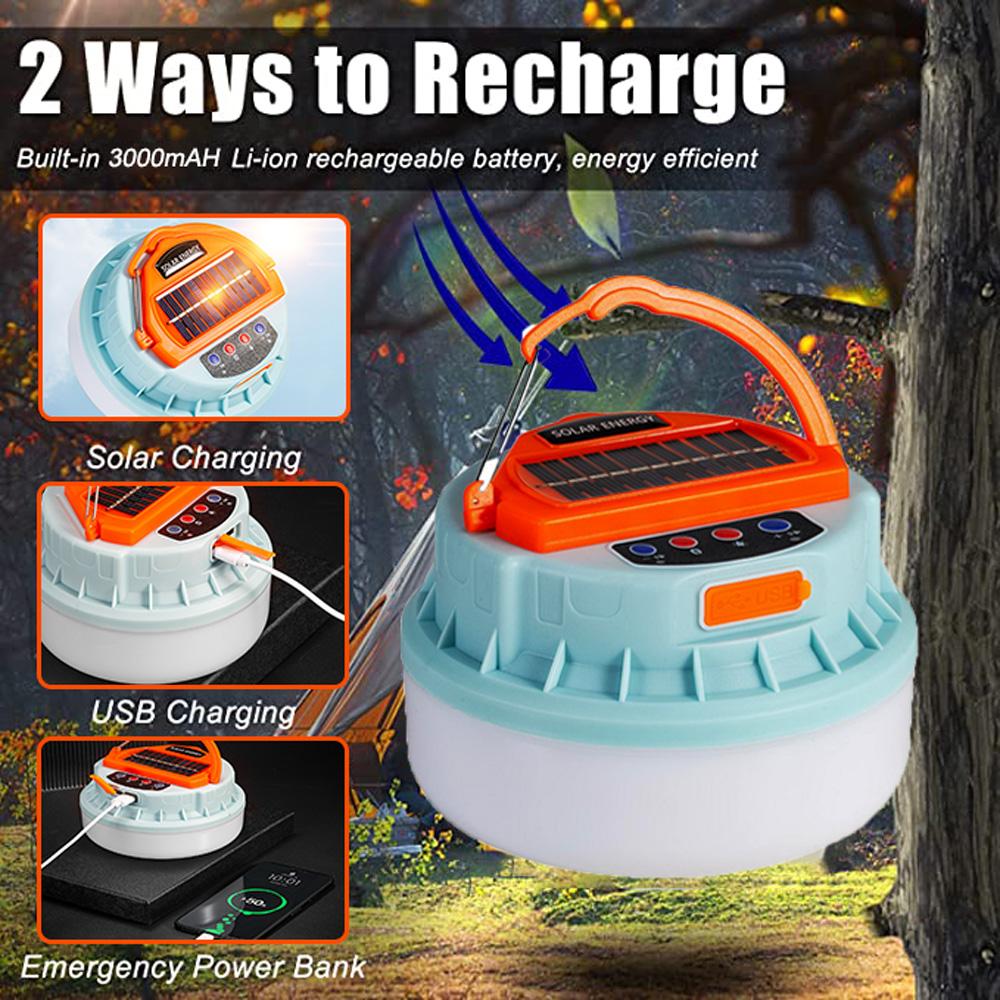 New Smart Camping Lantern LED Rechargeable Light Bulb Outdoor Solar Tent Lamp With Portable Bluetooth Speaker Flashlight Power
