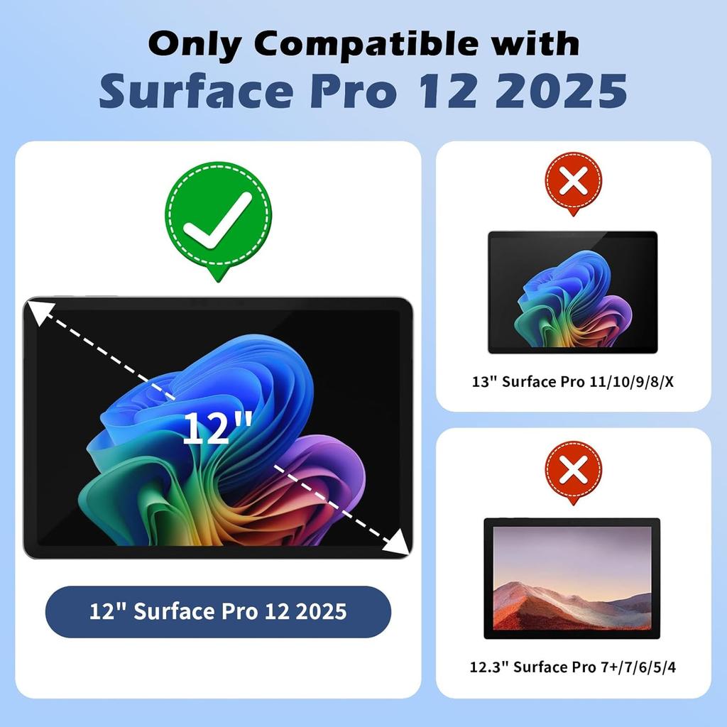Pouzdro pro Microsoft Surface Pro 12 palců Lehké Ochranné Business kryt s víceúhlovým stojánkem a držákem na stylus