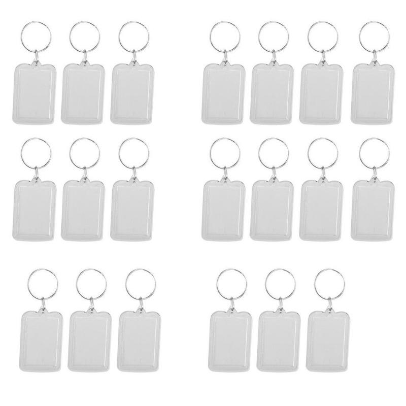 10Pieces Acrylic Blank Clear Keyrings Rectangle Photo Holder Keychain 38x25mm Bag Accessories.