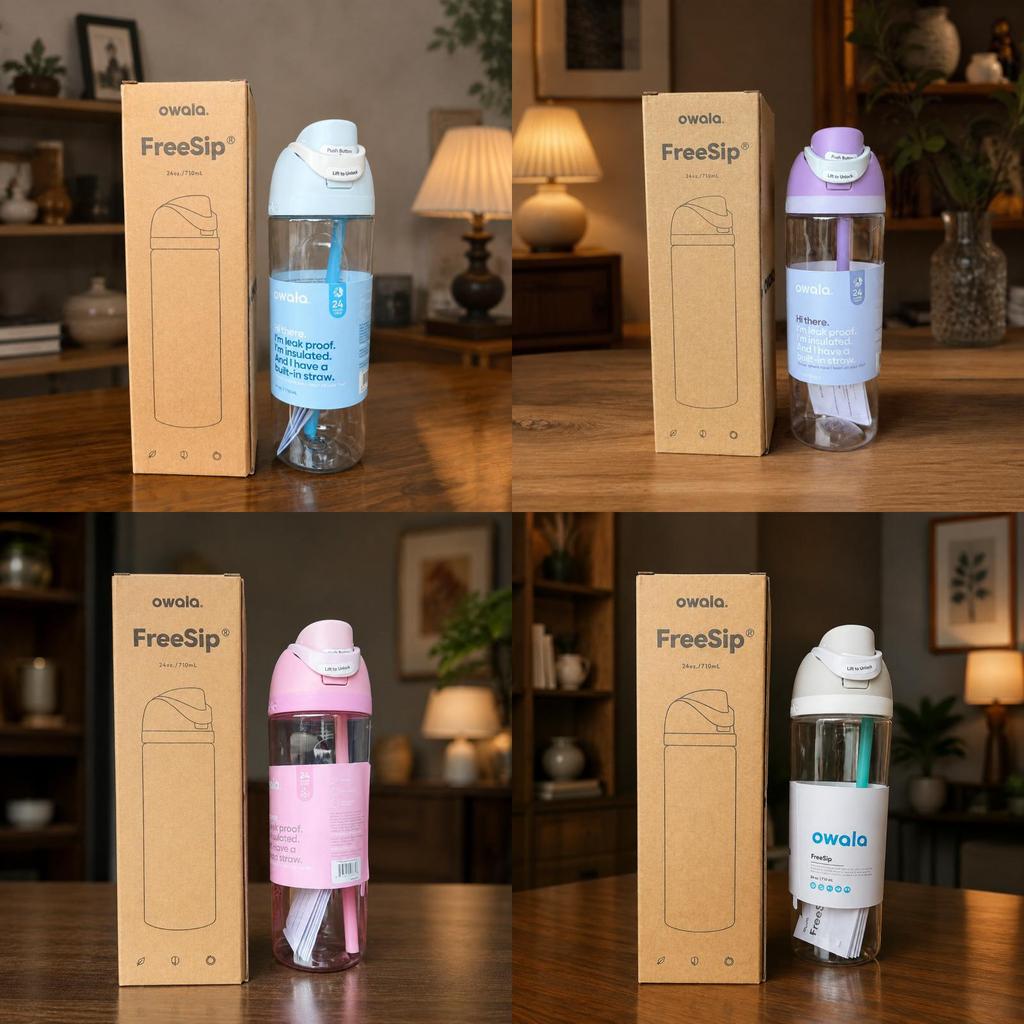 Owala Tritan Kunststoff-Wasserflasche in Lebensmittelqualität mit Reisehenkel für Outdoor-Sport und Fitness