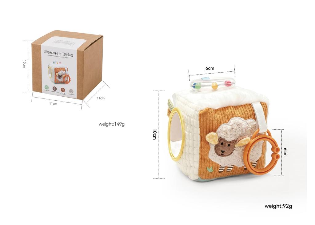 Mamimami Home Cube Fabric PSC Sensory Montessori Soft Fabric Educational Sheep for Babies Year Boys and Birthday Gift Toy, Certified, Stimulation,