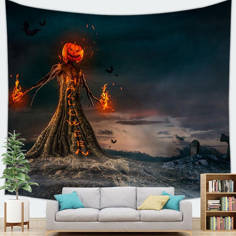 Home Decor Halloween Wall Tapestry Halloween Party Devil Pumpkin Skull Black Cat Decoration Tapestry Backdrop Cloth