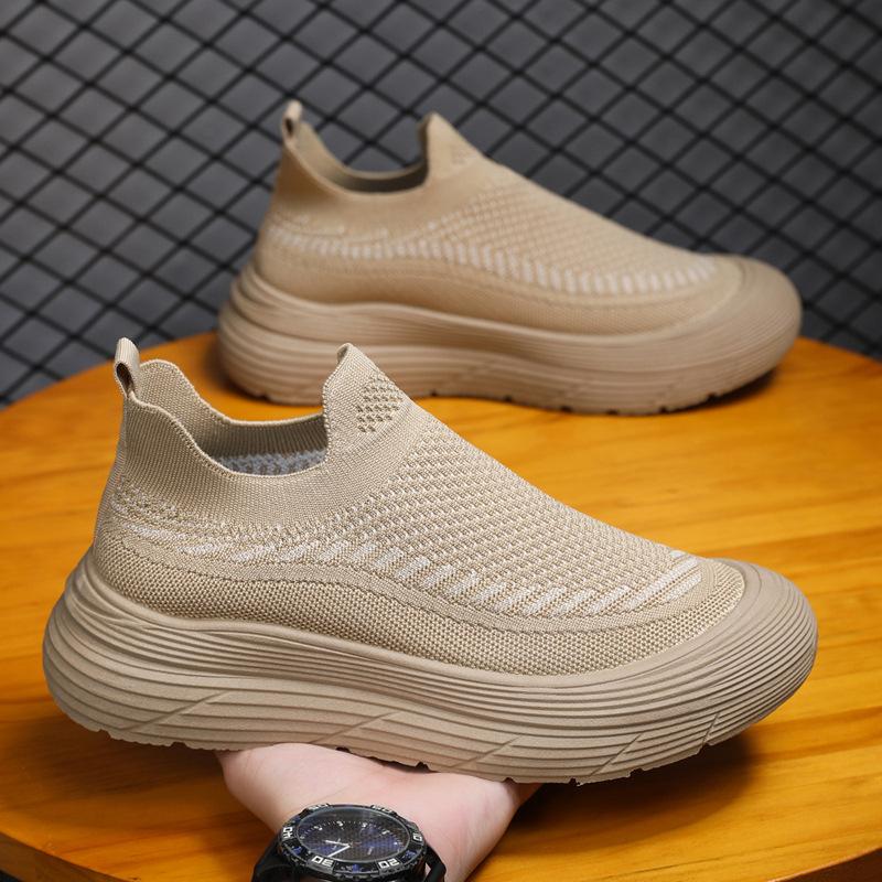 Men's Shoes Spring and Summer Breathable Mesh Shoes Men's and Women's Trendy Versatile Thick-soled Fly-woven Sports Shoes Casual Dad Shoes