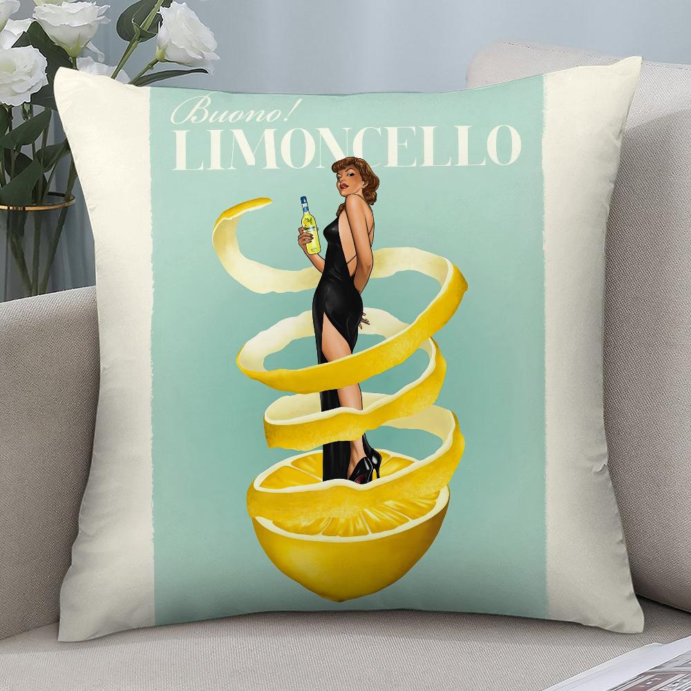Limoncello Cocktail Pillow Case 3D Print Polyester Fiber 40*40 cm Home Sofa Throw Pillow Cover Decoration Festival Gift