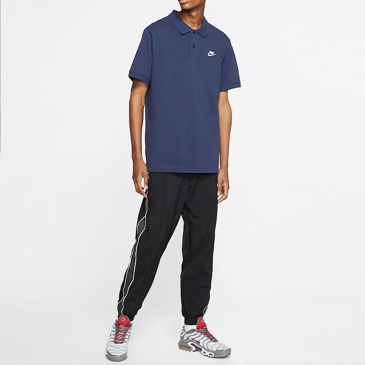 Nike Solid Color Logo Print Short Sleeve Polo Shirt Men Tops Navy-Blue CN8765-410