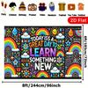 2D Flat Teacher Bulletin Board Backdrop, Colorful Inspirational Quote Photo Banner