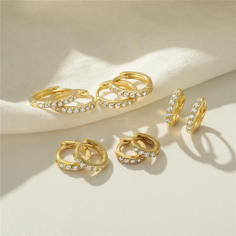 Elegant Zircon Rhinestone Round Earrings - High-End Stylish Copper Accessories for Women