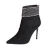 Women's Slim Heel Single Boots Winter New Pointed Suede Back Zipper Anti-slip Wear-resistant High Heels