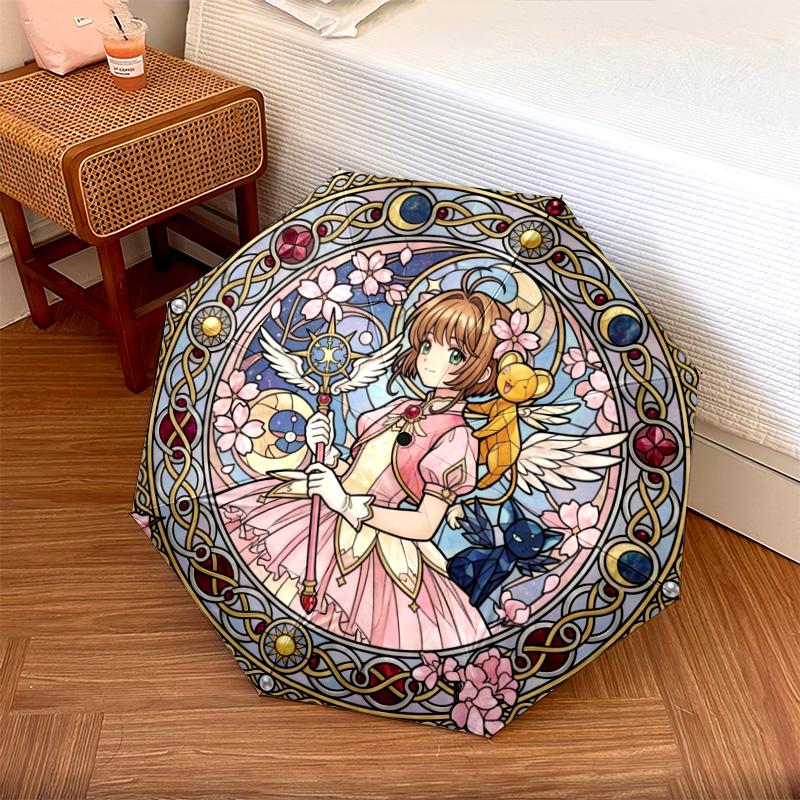 

1PC Automatic Folding Umbrella Cardcaptor Sakura Pattern 8 Ribs Portable Foldable Travel Umbrella Christmas Birthday Gift