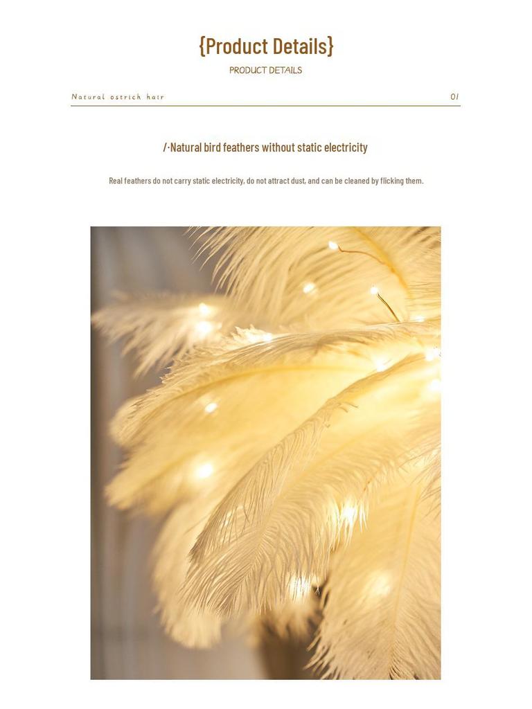 Feather Decoration Nordic Ins Style Bedside Lamp for Bedroom or Living Room - Modern Night Light