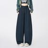 American-Style Ruffled Waistband Cargo Pants: 2026 Fashionable Slimming Women's Wide-Leg Balloon Pants for Spring/Summer