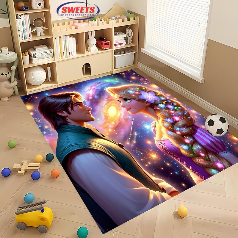 3D Princess Cartoon Carpet, Princess Rapunzel Living Room Bedroom Bed Mat, Modern Simple Style, Non-slip Durable Rug Fast Arrive