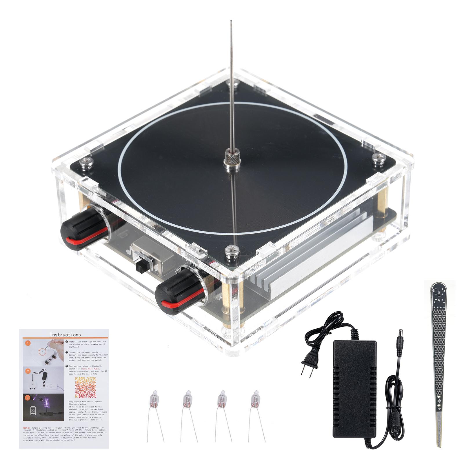 

Експериментальна дугова плазмова котушка, BT-динамік, генератор штучної блискавки, бездротова передача US Plug чорний