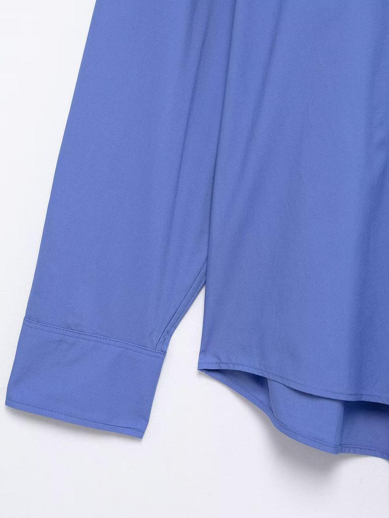 2025 Spring Women's European & American Style Loose Poplin Long Sleeve Shirt