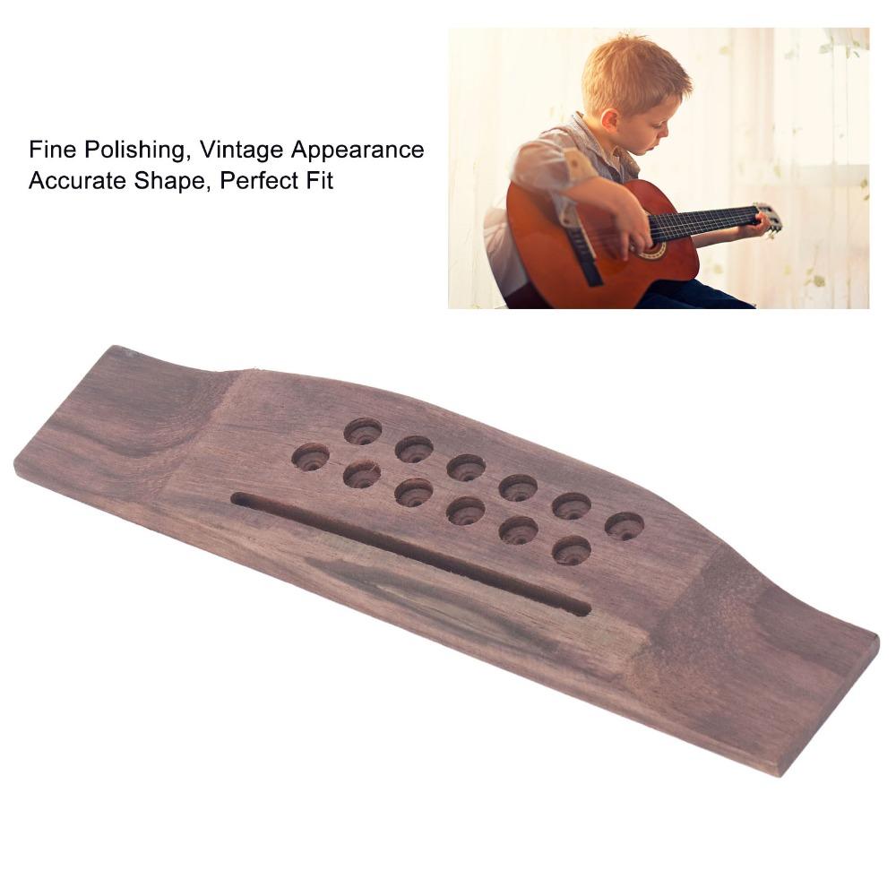 Wood Color Guitar Bridge Replacement Slotted Rosewood Saddle Bridge  12 String Acoustic Guitars