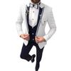 3 Pieces Made Men Suits Dark Gray Groom Tuxedos Peak Lapel Groomsmen Set Wedding