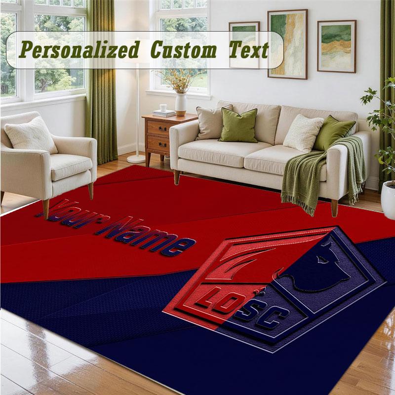 Crystal Velvet Square Rug Custom NameLOSC Lille FC Pattern Non Slip Home Floor Decor Rug