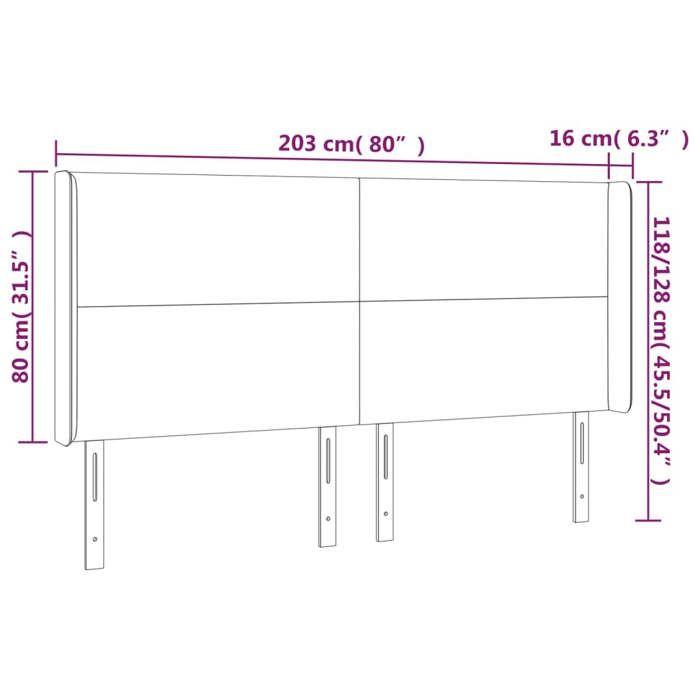 VidaXL Tête de Lit à LED Meuble de Chambre à Coucher Accessoire de Lit Double Tête de Cadre de Lit Intérieur Noir 3123836