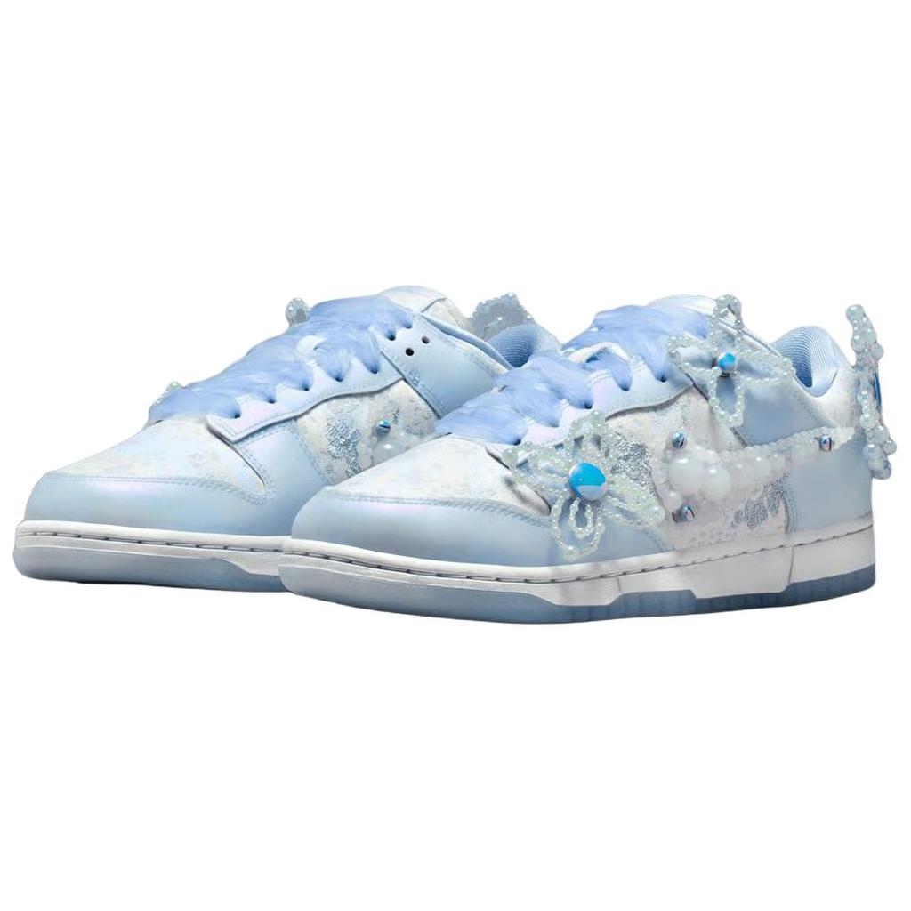 Nike X SUSAN FANG Dunk Synthetic Leather Skateboard Shoes Women's Light Blue HV8575-100